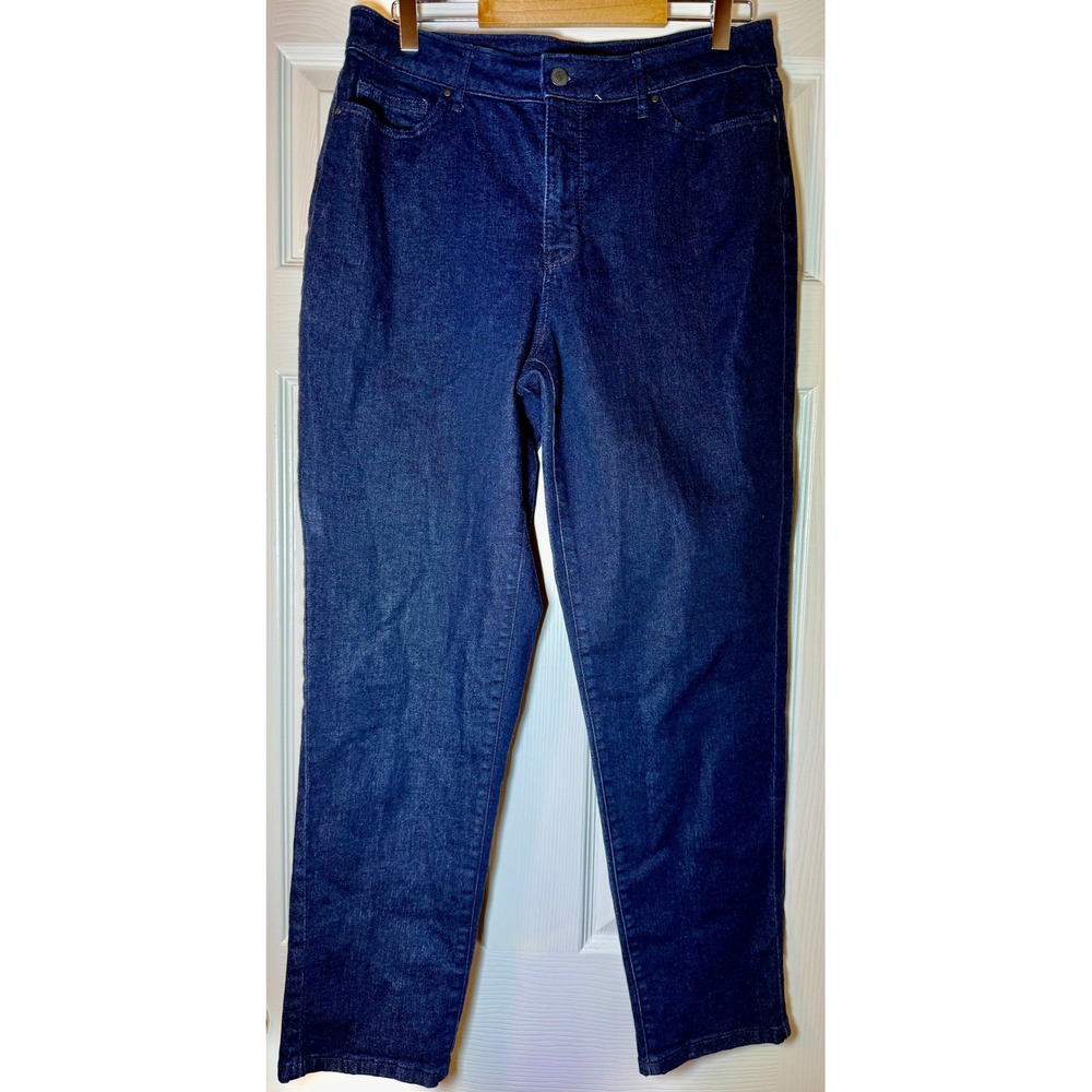 Croft & Barrow Straight Leg Jeans Dark Wash Blue 14 High Rise Stretch